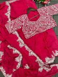 1FASHIONABLE CHINON EMBROIDERY CODING WORK READY TO WEAR SAREE WITH STITCHED BLOUSE PARTY WEAR WHOLESALE PRICE ETHNIC GARMENT (11)