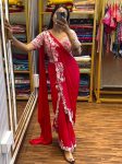 FASHIONABLE CHINON EMBROIDERY CODING WORK READY TO WEAR SAREE WITH STITCHED BLOUSE RANI