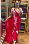 1FASHIONABLE CHINON EMBROIDERY CODING WORK READY TO WEAR SAREE WITH STITCHED BLOUSE PARTY WEAR WHOLESALE PRICE ETHNIC GARMENT (11)