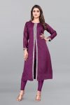 LATEST GEORGETTE SEQUENCE WORK NAIRA CUT KURTI PURPLE