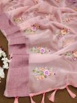 1LATEST ORGANZA MULTI THREAD EMBROIDERY WITH ZARI WEAVING WORK SAREE WITH UNSTITCHED BLOUSE FESTIVE WEAR WHOLESALE PRICE ETHNIC GARMENT (18)