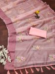 1LATEST ORGANZA MULTI THREAD EMBROIDERY WITH ZARI WEAVING WORK SAREE WITH UNSTITCHED BLOUSE FESTIVE WEAR WHOLESALE PRICE ETHNIC GARMENT (18)