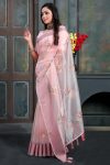 1LATEST ORGANZA MULTI THREAD EMBROIDERY WITH ZARI WEAVING WORK SAREE WITH UNSTITCHED BLOUSE FESTIVE WEAR WHOLESALE PRICE ETHNIC GARMENT (18)