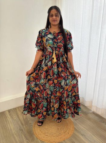 LATEST ROMAN SILK DIGITAL PRINTED GOWN  MULTI