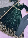 1LATEST VISCOSE VELVET EMBROIDERY AND SEQUENCE WORK GOWN BOTTOM WITH DUPATTA FESTIVE WEAR WHOLESALE PRICE ETHNIC GARMENT (18)