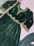 1LATEST VISCOSE VELVET EMBROIDERY AND SEQUENCE WORK GOWN BOTTOM WITH DUPATTA FESTIVE WEAR WHOLESALE PRICE ETHNIC GARMENT (18)