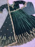 1LATEST VISCOSE VELVET EMBROIDERY AND SEQUENCE WORK GOWN BOTTOM WITH DUPATTA FESTIVE WEAR WHOLESALE PRICE ETHNIC GARMENT (18)