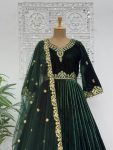 1LATEST VISCOSE VELVET EMBROIDERY AND SEQUENCE WORK GOWN BOTTOM WITH DUPATTA FESTIVE WEAR WHOLESALE PRICE ETHNIC GARMENT (18)