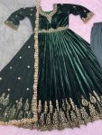 1LATEST VISCOSE VELVET EMBROIDERY AND SEQUENCE WORK GOWN BOTTOM WITH DUPATTA FESTIVE WEAR WHOLESALE PRICE ETHNIC GARMENT (18)