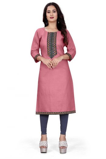 NEW ARRIVAL COTTON DIGITAL PRINTED KURTI  PEACH
