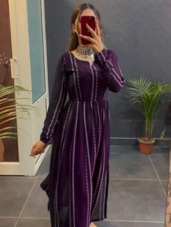 NEW ARRIVAL GEORGETTE LINING DIGITAL PRINTED KURTI WINE