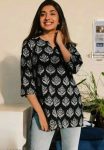 NEW ARRIVAL RAYON DIGITAL PRINTED SHORT KURTI  BLACK