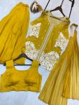 1NEW ARRIVAL SOFT ORGANZA SEQUENCE EMBROIDERY WORK STITCHED TOP BLOUSE PALAZZO WITH DUPATTA PARTY WEAR WHOLESALE PRICE ETHNIC GARMENT (25)