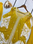1NEW ARRIVAL SOFT ORGANZA SEQUENCE EMBROIDERY WORK STITCHED TOP BLOUSE PALAZZO WITH DUPATTA PARTY WEAR WHOLESALE PRICE ETHNIC GARMENT (25)