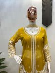 1NEW ARRIVAL SOFT ORGANZA SEQUENCE EMBROIDERY WORK STITCHED TOP BLOUSE PALAZZO WITH DUPATTA PARTY WEAR WHOLESALE PRICE ETHNIC GARMENT (25)