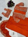 1RICH LOOOK CHINON EMBROIDERY AND MOTI LACE BORDER WORK READY TO WEAR SAREE WITH BLOUSE AND KOTI PARTY WEAR WHOLESALE PRICE ETHNIC GARMENT (23)