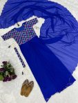 1TRENDING FAUX GEORGETTE EMBROIDERY WORK READY TO WEAR GOWN SAREE WITH WAIST BELT PARTY WEAR WHOLESALE PRICE ETHNIC GARMENT (23)
