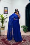 1TRENDING FAUX GEORGETTE EMBROIDERY WORK READY TO WEAR GOWN SAREE WITH WAIST BELT PARTY WEAR WHOLESALE PRICE ETHNIC GARMENT (23)