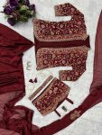 2 DESIGNER RANGOLI SILK EMBROIDERY BUTTA WORK READY TO WEAR SAREE WITH FULLY STITCHED BLOUSE KOTI AND WAITST BELT PARTY WEAR WHOLESALE PRICE ETHNIC GARMENT (26)