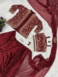 2 DESIGNER RANGOLI SILK EMBROIDERY BUTTA WORK READY TO WEAR SAREE WITH FULLY STITCHED BLOUSE KOTI AND WAITST BELT PARTY WEAR WHOLESALE PRICE ETHNIC GARMENT (26)
