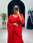 2DESIGNER FAUX GEORGETTE EMBROIDERY AND REAL PEARL MOTI WORK LEHENGA SAREE WITH EMBROIDED DUPATTA AND FULL STITCHED BLOUSE WEDDING WEAR WHOLESALE PRICE ETHNIC GARMENT (12)