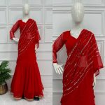 2DESIGNER FAUX GEORGETTE EMBROIDERY AND REAL PEARL MOTI WORK LEHENGA SAREE WITH EMBROIDED DUPATTA AND FULL STITCHED BLOUSE WEDDING WEAR WHOLESALE PRICE ETHNIC GARMENT (12)
