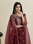2DESIGNER ORGANZA EMBROIDERY WORK TOP BOTTOM WITH DUPATTA FESTIVE WEAR WHOLESALE PRICE ETHNIC GARMENT (7)