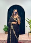 2FANCY GEORGETTE FLAIRED LACE WORK GOWN SAREE WITH ATTACHED PALLU PARTY WEAR WHOLESALE PRICE ETHNIC GARMENT (14)