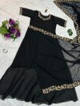 2FANCY GEORGETTE FLAIRED LACE WORK GOWN SAREE WITH ATTACHED PALLU PARTY WEAR WHOLESALE PRICE ETHNIC GARMENT (14)