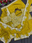 2FASHIONABLE CHINON EMBROIDERY CODING WORK READY TO WEAR SAREE WITH STITCHED BLOUSE PARTY WEAR WHOLESALE PRICE ETHNIC GARMENT (9)
