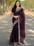 2LATEST JIMMY CHOO EMBROIDERY WORK BORDER WITH CUT WORK SAREE WITH UNSTITCHED BLOUSE FESTIVE WEAR WHOLESALE PRICE ETHNIC GARMENT (5)