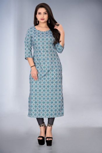 LATEST RAYON DIGITAL PRINTED KURTI SKY