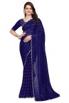 LATEST RIMZIM PATTA HOT FIX SAREE WITH UNSTITCHED BLOUSE NAVY BLUE