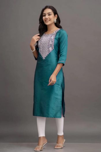 LATEST SILK EMBROIDERY WORK KURTI  RAMA