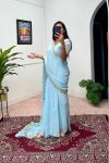 2NEW ARRIVAL FAUX GEORGETTE EMBROIDERY LACE WORK GOWN SAREE PARTY WEAR WHOLESALE PRICE ETHNIC GARMENT (19)