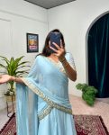 2NEW ARRIVAL FAUX GEORGETTE EMBROIDERY LACE WORK GOWN SAREE PARTY WEAR WHOLESALE PRICE ETHNIC GARMENT (19)