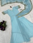 2NEW ARRIVAL FAUX GEORGETTE EMBROIDERY LACE WORK GOWN SAREE PARTY WEAR WHOLESALE PRICE ETHNIC GARMENT (19)