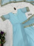 2NEW ARRIVAL FAUX GEORGETTE EMBROIDERY LACE WORK GOWN SAREE PARTY WEAR WHOLESALE PRICE ETHNIC GARMENT (19)