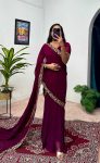 2NEW ARRIVAL FAUX GEORGETTE EMBROIDERY LACE WORK GOWN SAREE PARTY WEAR WHOLESALE PRICE ETHNIC GARMENT (27)
