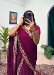 2NEW ARRIVAL FAUX GEORGETTE EMBROIDERY LACE WORK GOWN SAREE PARTY WEAR WHOLESALE PRICE ETHNIC GARMENT (27)