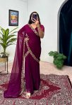 2NEW ARRIVAL FAUX GEORGETTE EMBROIDERY LACE WORK GOWN SAREE PARTY WEAR WHOLESALE PRICE ETHNIC GARMENT (27)