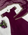 2NEW ARRIVAL FAUX GEORGETTE EMBROIDERY LACE WORK GOWN SAREE PARTY WEAR WHOLESALE PRICE ETHNIC GARMENT (27)