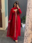 2NEW ARRIVAL FAUX GEORGETTE EMBROIDERY WORK GOWN BOTTOM WITH DUPATTA FESTIVE WEAR WHOLESALE PRICE ETHNIC GARMENT (12)