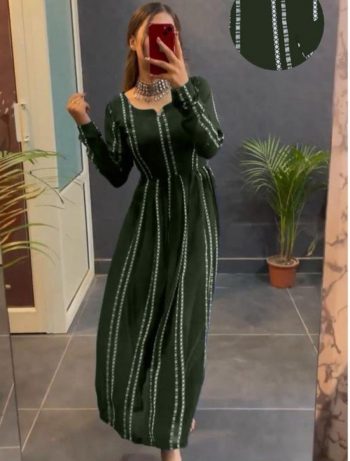 NEW ARRIVAL GEORGETTE LINING DIGITAL PRINTED KURTI GREEN