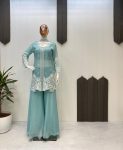 2NEW ARRIVAL SOFT ORGANZA SEQUENCE EMBROIDERY WORK STITCHED TOP BLOUSE PALAZZO WITH DUPATTA PARTY WEAR WHOLESALE PRICE ETHNIC GARMENT (20)