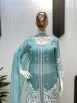 2NEW ARRIVAL SOFT ORGANZA SEQUENCE EMBROIDERY WORK STITCHED TOP BLOUSE PALAZZO WITH DUPATTA PARTY WEAR WHOLESALE PRICE ETHNIC GARMENT (20)