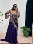 2RICH LOOOK CHINON EMBROIDERY AND MOTI LACE BORDER WORK READY TO WEAR SAREE WITH BLOUSE AND KOTI PARTY WEAR WHOLESALE PRICE ETHNIC GARMENT (26)