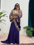 2RICH LOOOK CHINON EMBROIDERY AND MOTI LACE BORDER WORK READY TO WEAR SAREE WITH BLOUSE AND KOTI PARTY WEAR WHOLESALE PRICE ETHNIC GARMENT (26)