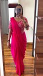3DESIGNER CHINON EMBROIDERY CODING WORK READY TO WEAR SAREE WITH STITCHED BLOUSE AND BELT PARTY WEAR WHOLESALE PRICE ETHNIC GARMENT (9)