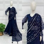 3DESIGNER FAUX GEORGETTE EMBROIDERY AND REAL PEARL MOTI WORK LEHENGA SAREE WITH EMBROIDED DUPATTA AND FULL STITCHED BLOUSE WEDDING WEAR WHOLESALE PRICE ETHNIC GARMENT (27)